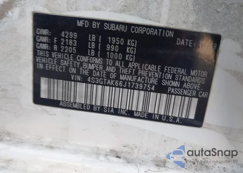 2018 Subaru Impreza 2.0I Sport z USA, uszkodzony, nr VIN 4S3GTAK66J1739754